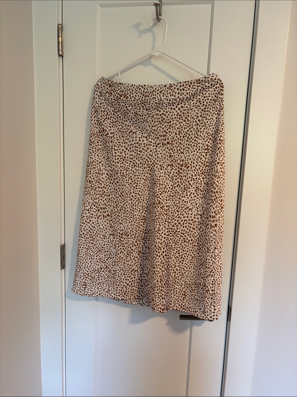 J. Crew Cream and Brown Leopard Midi Skirt